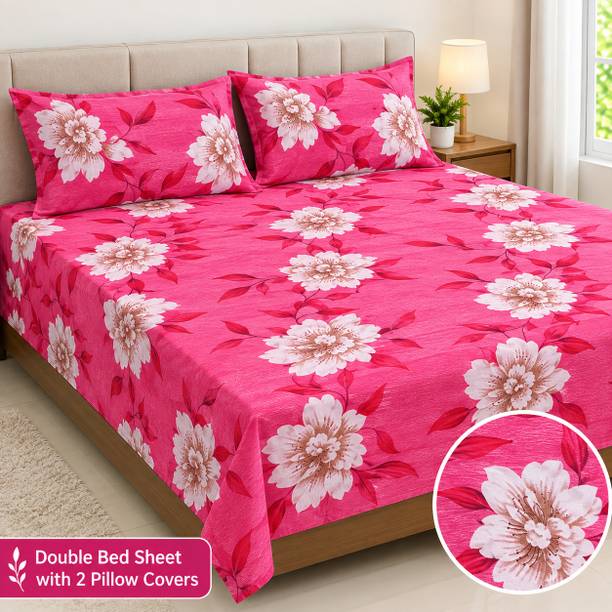 A N HOME Cotton Double Flat 150 TC Floral 1 Bedsheet