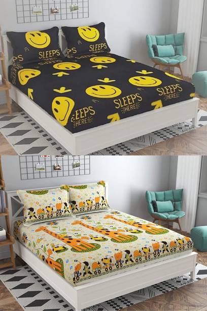 n g products 220 TC Cotton Double 3D Printed Flat Bedsheet