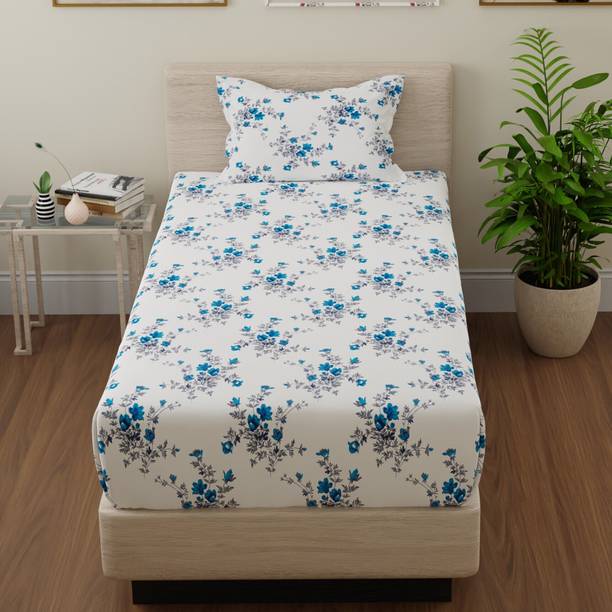 Huesland Cotton Single Flat 144 TC Floral Bedsheet