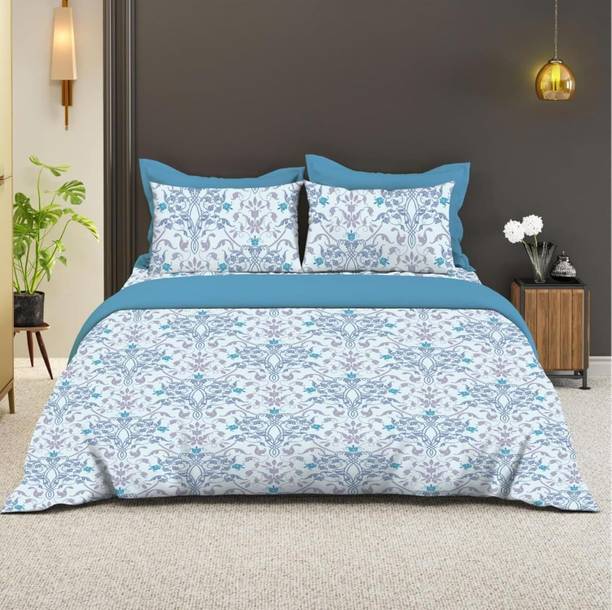 Bombay Dyeing Cotton King Flat 180 TC Floral 1 Bedsheet with 2 Pillow Covers