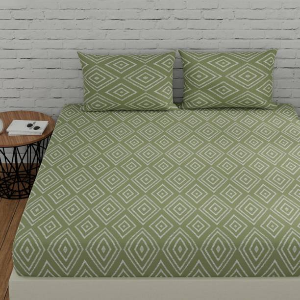 Huesland Cotton King Flat 144 TC Geometric Bedsheet