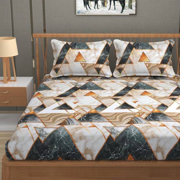 RisingStar Microfiber Double Fitted (Elastic) 250 TC Floral 1 Summer Bedsheet with 2 Pillow Covers
