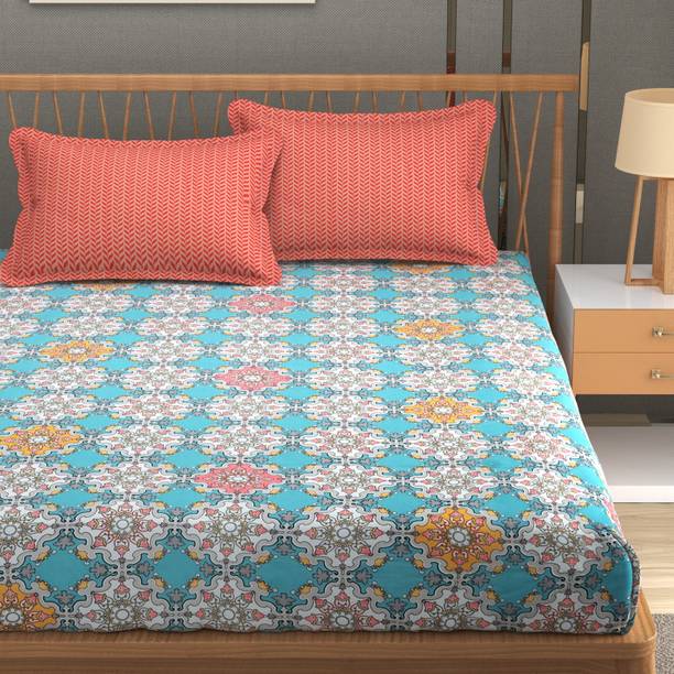 Mafatlal 160 TC Cotton Double Floral Flat Bedsheet