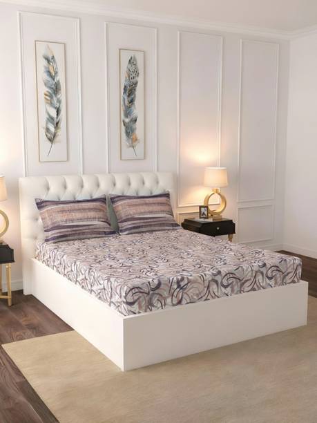 Raymond Home Cotton Double Fitted (Elastic) 140 TC Printed 1 Bedsheet