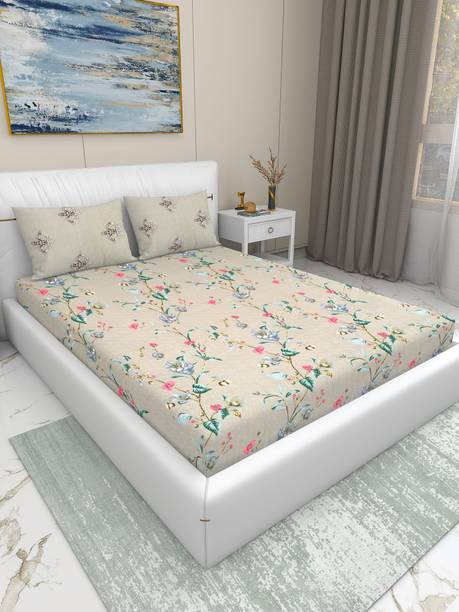 CARLTON LONDON 180 TC Microfiber King Printed Flat Bedsheet