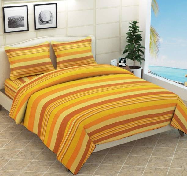 Shiv Handloom Cotton King Flat 280 TC Solid 1 Bedsheet with 2 Pillow Covers
