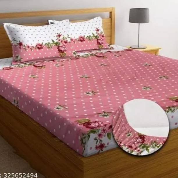 CREATURE Cotton Double Fitted (Elastic) 144 TC Printed Bedsheet