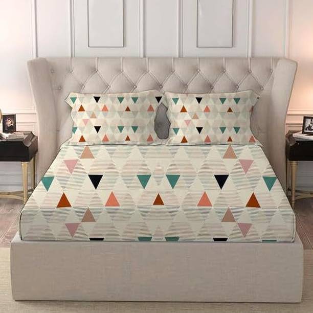 BROMWICK Cotton Double Fitted (Elastic) 251 TC 3D Printed 1 Bedsh