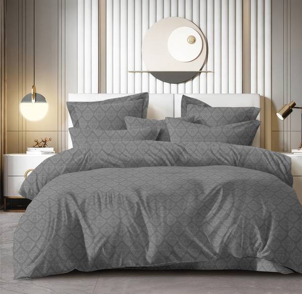 MANIQATEX Cotton King Flat 300 TC Geometric Bedsheet