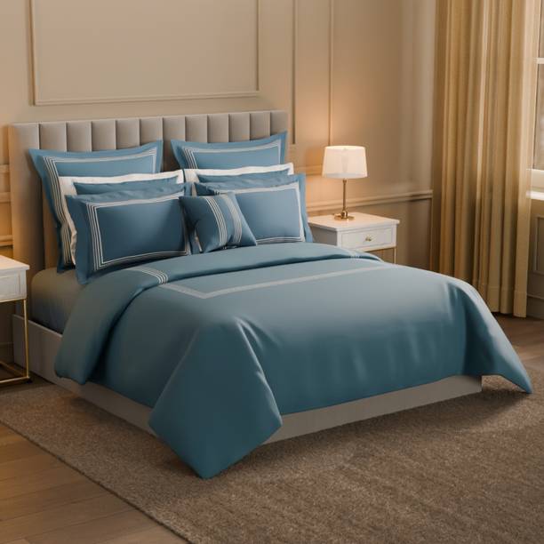 SPACES Cotton Double Flat 800 TC Embroidered 1 Bedsheet
