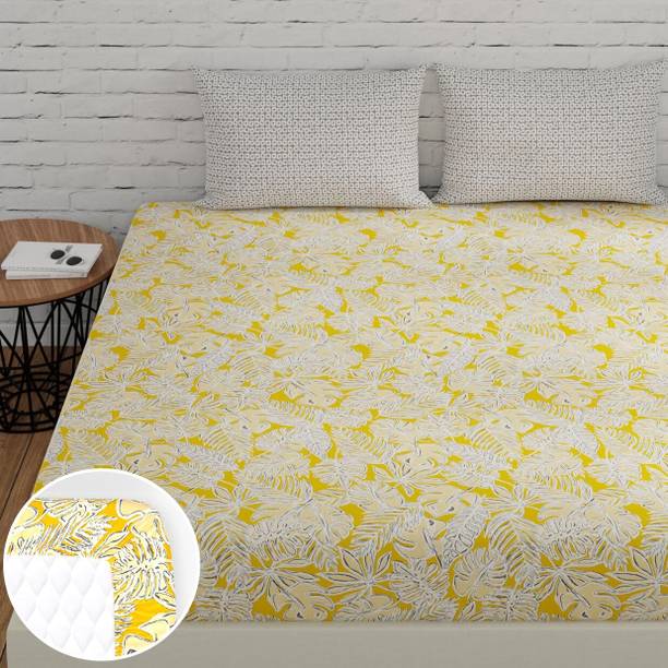 Huesland Cotton King Fitted (Elastic) 144 TC Printed Bedsheet