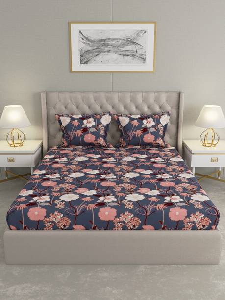 Raymond Home 110 TC Microfiber Double Floral Flat Bedsheet