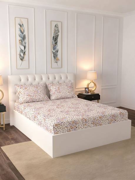 Raymond Home Cotton Double Flat 104 TC Floral 1 Bedsheet