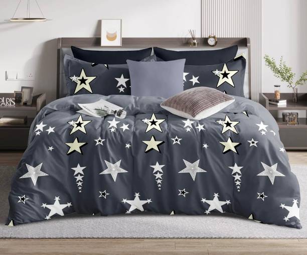 Comfort Shoppy Cotton Super King Flat 300 TC Glow in the Dark 1 Summer Bedsheet with 2 Pillow Covers