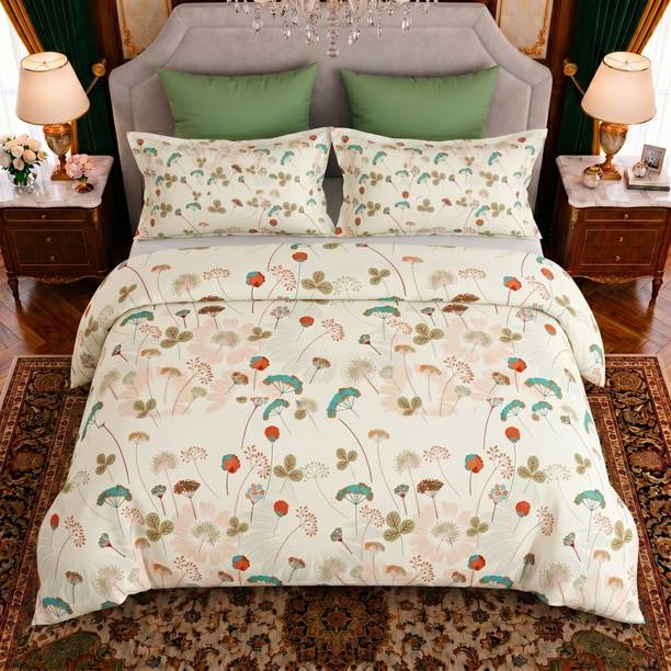 Bombay Dyeing Cotton King Flat 164 TC Floral 1 Bedsheet with 2 Pillow Covers