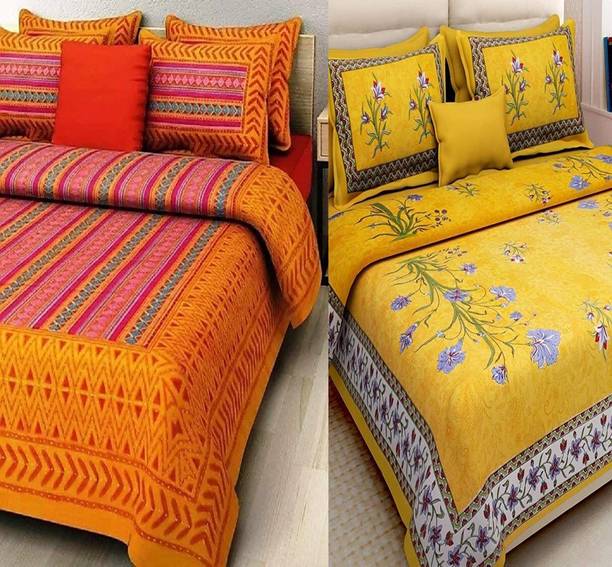 Homeline 180 TC Cotton Double Jaipuri Prints Flat Bedsheet