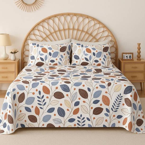 VAS COLLECTIONS Microfiber Double Flat 144 TC Floral Bedsheet
