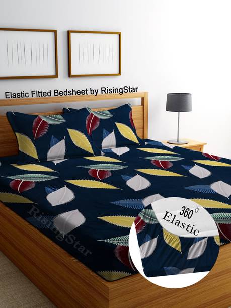 Flipkart SmartBuy 350 TC Cotton King Floral Fitted (Elastic) Bedsheet