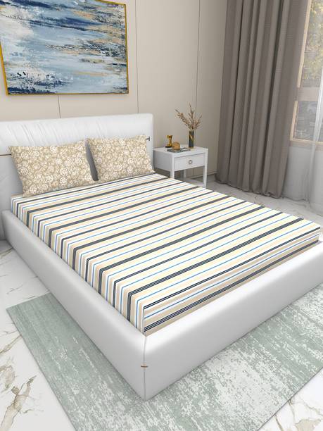 CARLTON LONDON 180 TC Microfiber King Printed Flat Bedsheet