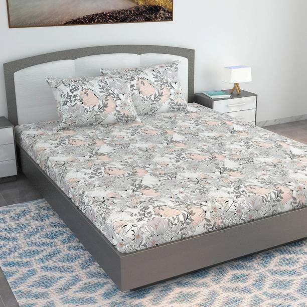 Divine Casa Cotton King Flat 144 TC Floral Bedsheet