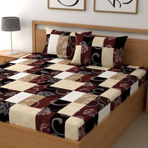Peregrine 320 TC Cotton Double Floral Fitted (Elastic) Bedsheet