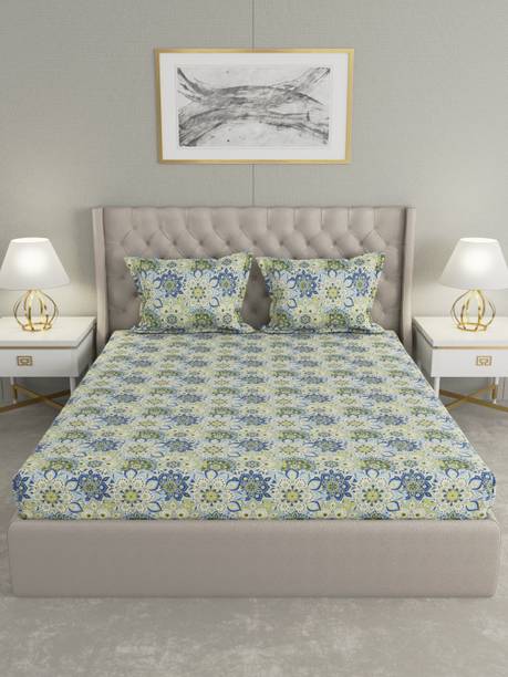 Raymond Home 104 TC कॉटन मोटिफ बेडशीट