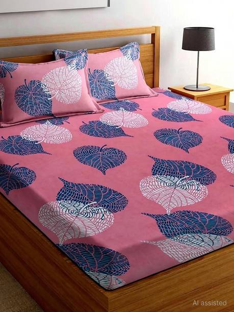 Microfiber Double Flat 144 TC Printed 1 Summer Bedsheet with 2 Pillow Covers