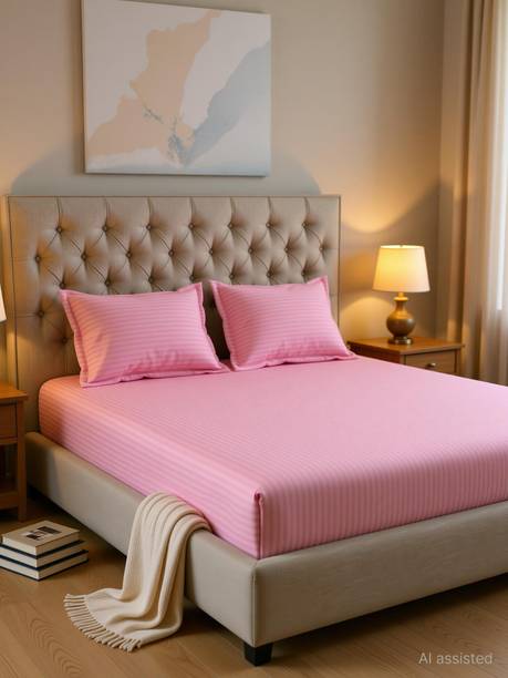 Mafatlal Cotton King Flat 210 TC Solid 1 Bedsheet with 2 Pillow Covers