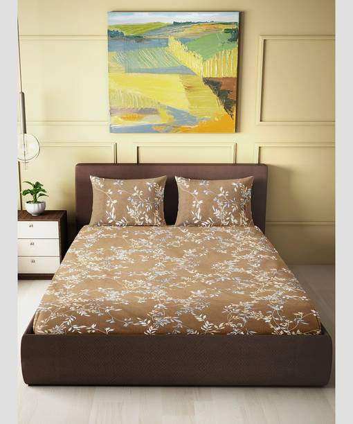 CARLTON LONDON Cotton Double Flat 144 TC Printed Bedsheet
