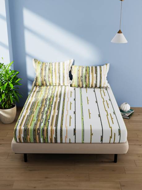 Bianca 144 TC Cotton Double Striped Flat Bedsheet