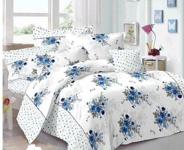 BLUEDOT Microfiber Double Flat 160 TC Floral 1 Bedsheet with 2 Pillow Covers