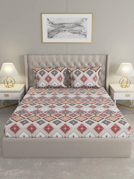 Raymond Home 110 TC Microfiber Double Geometric Flat Bedsheet