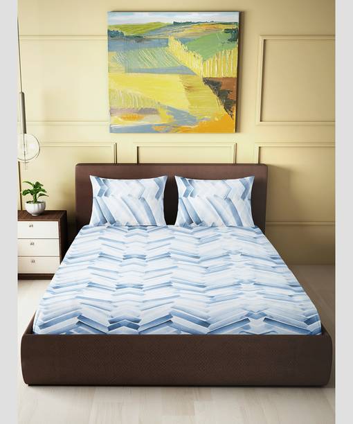 CARLTON LONDON Cotton Double Flat 144 TC Printed Bedsheet