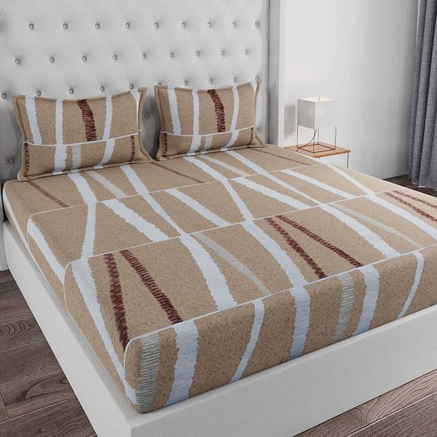 Huesland Cotton King Flat 144 TC Printed Bedsheet