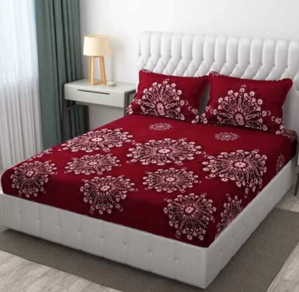 Decoreio 210 TC Polycotton Double Solid Fitted (Elastic) Bedsheet