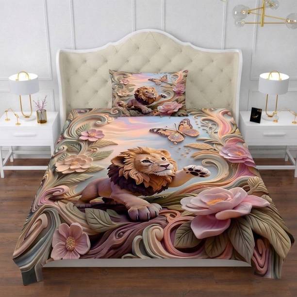 VIRAAJ TEXTILE Cotton Blend Single Flat 220 TC Solid 1 Summer Bedsheet