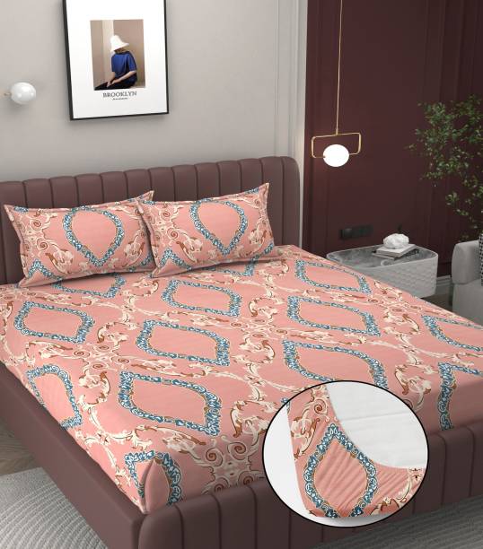 BROMWICK 251 TC Cotton Double 3D Printed Fitted (Elastic) Bedsheet