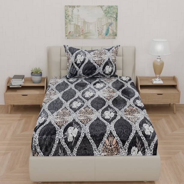 MORADO Woolen Single Flat 190 TC Floral Bedsheet