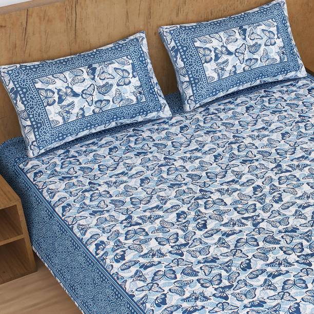 RAMOLI Cotton Double Flat 144 TC Printed 1 Bedsheet