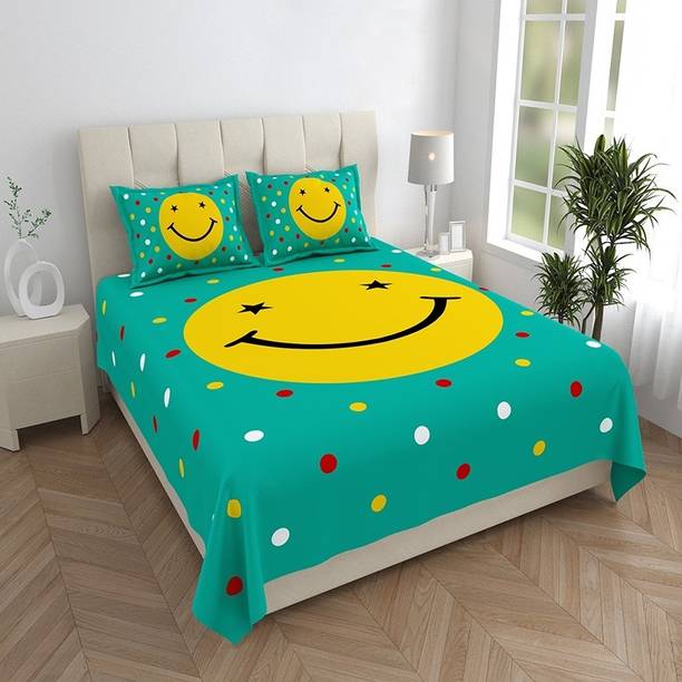 Flipkart SmartBuy Cotton Queen Flat 180 TC Printed 1 Summer Bedsheet with 2 Pillow Covers