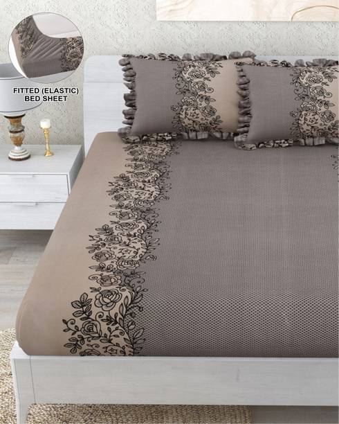 Dream Weaverz 260 TC Polycotton Double Abstract Fitted (Elastic) Bedsheet