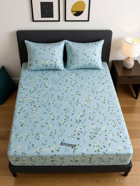 Amrange Cotton King Fitted (Elastic) 190 TC Floral 1 Be...