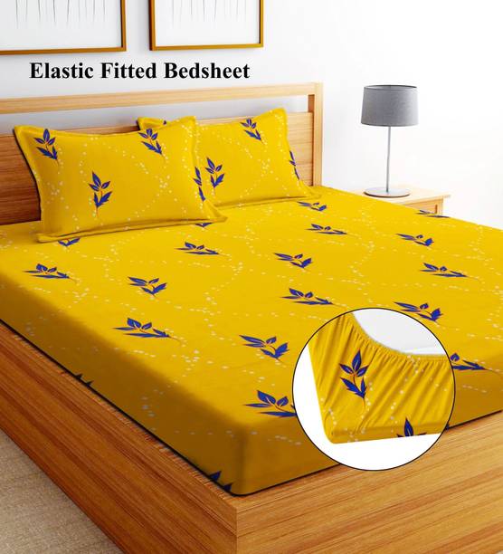 BLUEDOT Cotton King Fitted (Elastic) 255 TC Printed 1 Bedsheet