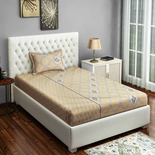 SWAYAM Cotton Single Flat 144 TC Floral 1 Bedsheet