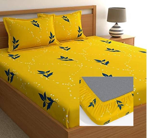 Stylishkanha 320 TC Cotton Queen Printed Fitted (Elastic) Bedsheet