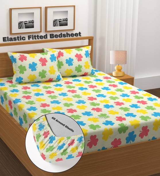 Amrange 210 TC Microfiber King 3D Printed Fitted (Elastic) Bedsheet