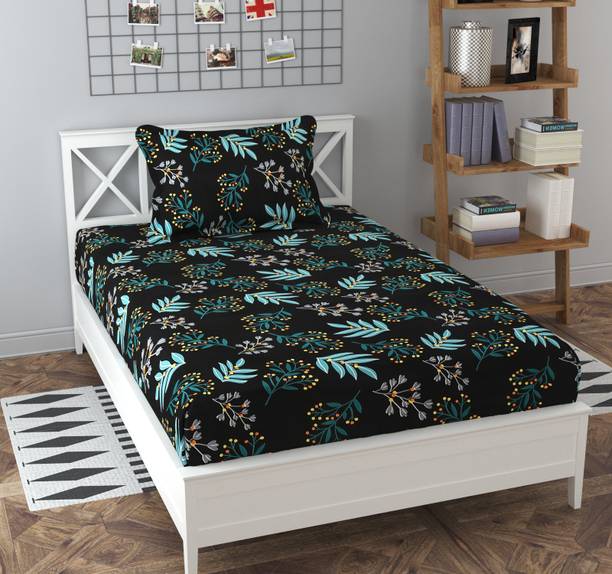 Prosseya 170 TC Cotton Single Checkered Fitted (Elastic) Bedsheet