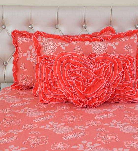 ATCamber Cotton King Flat 300 TC Floral Bedsheet
