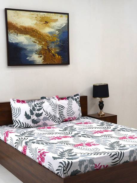 Bombay Dyeing 164 TC Microfiber Double Floral Flat Bedsheet