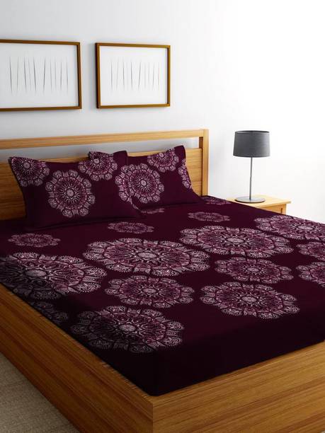 Home Garage 210 TC Cotton King 3D Printed Fitted (Elastic) Bedsheet